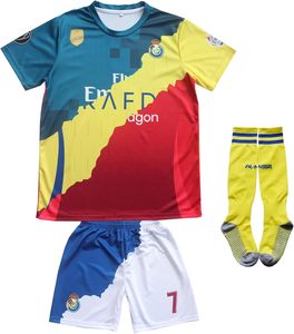 LeenBD Madrid Manchester <span class=keywords><strong>Al</strong></span> <span class=keywords><strong>NASSR</strong></span> # Conjunto <span class=keywords><strong>de</strong></span> Camiseta y Calcetines <span class=keywords><strong>de</strong></span> Fútbol <span class=keywords><strong>de</strong></span> Malla para Niños <span class=keywords><strong>de</strong></span> 7 Años, Tallas Juveniles - Product Image 2