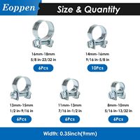 Kit d'assortiment de colliers de serrage pour conduites de carburant, 34 pièces, 5 tailles, 8-18mm, 1/4 pouces, 5/16 pouces, 3/8 pouces, colliers de serrage pour tuyaux d'injection de carburant