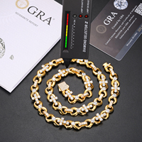 Collier chaîne cubaine Miami de luxe pour homme, plaqué or 18 carats, avec croix et symbole de l'infini, entièrement serti de moissanite VVS, style Hip Hop
