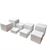 Ensemble de 8 présentoirs cubes en acrylique poli blancs, modernes et écologiques, pour cosmétiques et décorations de mariage