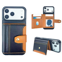 Casing HP Dompet Lipat PU Vintage Grosir, Tutup Magnetik, Banyak Slot Kartu untuk Seri iPhone
