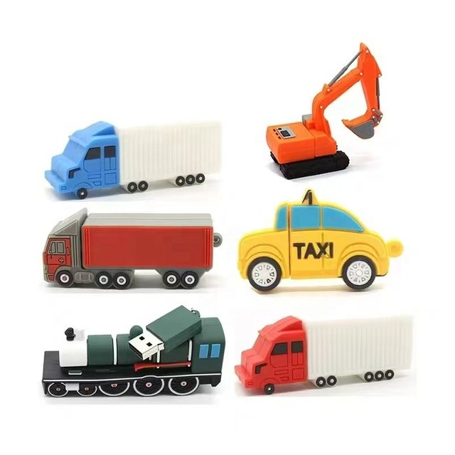 Custom Promotional 3D Rubber Car/Truck Shape USB Flash Drive 1GB-128GB Capacity USB2.0/3.0/Type-C Interfaces Custom Colors Logo