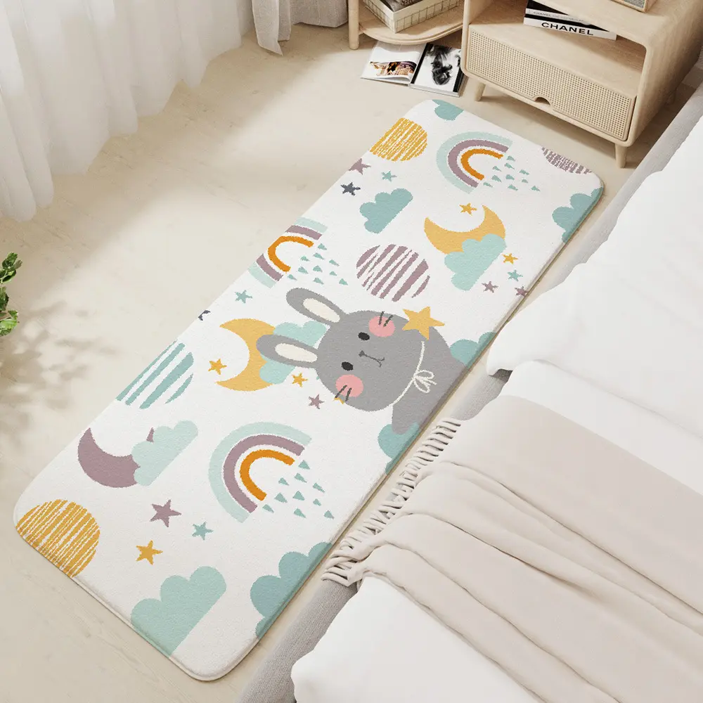 Cartoon home bedroom carpet floor mat bedside blanket long strip plush foot pad bay window mat