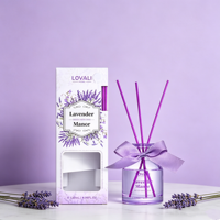Diffuseur de parfum d'ambiance Lavender Manor 120 ml, écologique, luxueux, longue durée, avec roseaux violets, coffret cadeau avec nœud