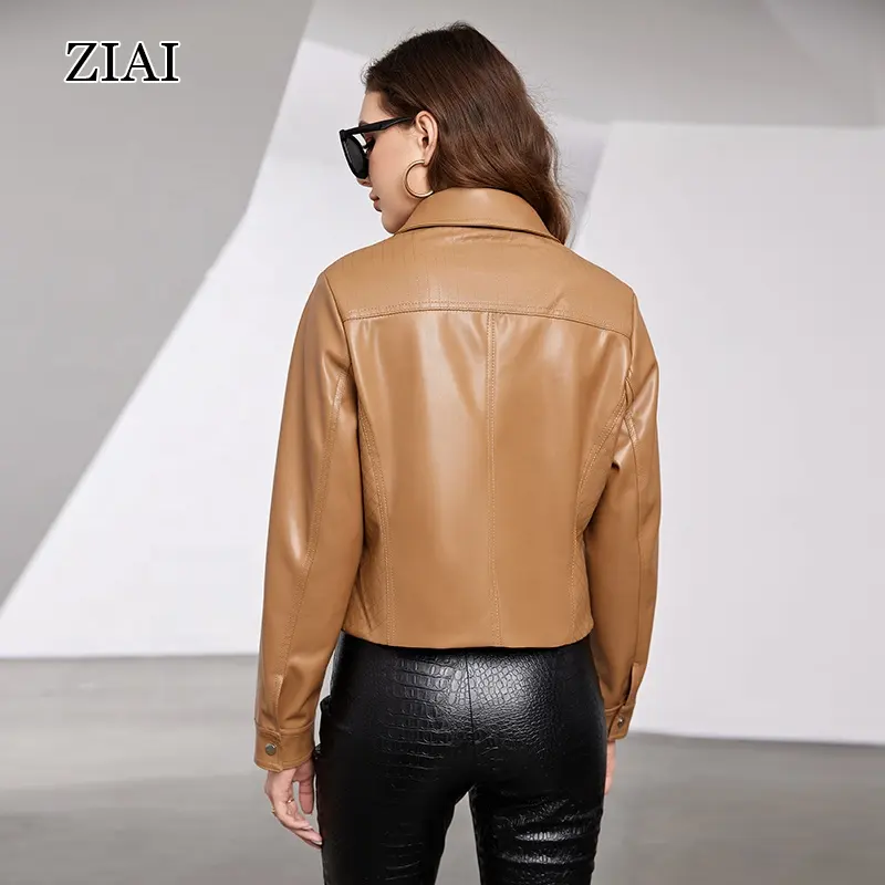 Vêtements de luxe automne personnalisé extérieur hiver vestes femme noir moto femmes PU cuir veste grande taille manteau