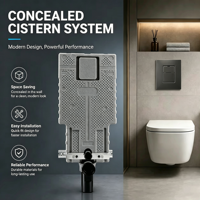 Citerne dissimulée en acier robuste avec cadre en mousse EPP, réservoir de chasse intelligent à commande manuelle de 8 L pour toilettes murales au design moderne