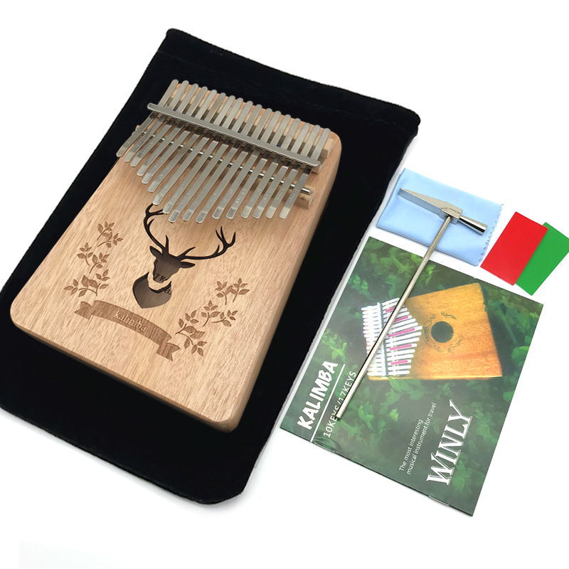 Sanza пальцевое фортепиано красное дерево 17 клавиш Kalimba большой палец фортепиано барабан набор для начинающих