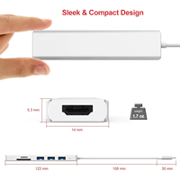 Hub répartiteur et extenseur USB-C 6 ports en alliage d'aluminium avec prise en charge USB 3.0 et Micro SD, adaptateur USB portable en stock