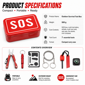 Caja Metálica <span class=keywords><strong>de</strong></span> Supervivencia para Exteriores, Kit <span class=keywords><strong>de</strong></span> <span class=keywords><strong>Primeros</strong></span> <span class=keywords><strong>Auxilios</strong></span> para Camping - Product Image 4
