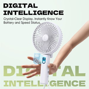 Ventilateur portable avec écran numérique, batterie 3000 mAh, alimentation USB, moteur DC 3,7 W, 5 pales, ventilateur pliable pour usage domestique - Product Image 3