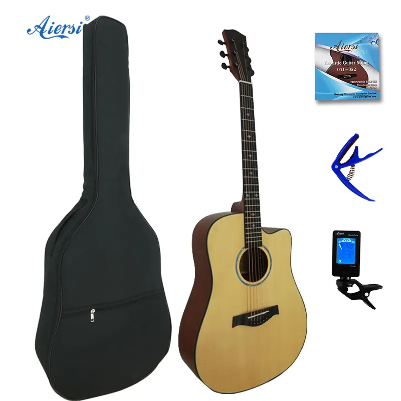 Aiersi fábrica OEM marcas 40 polegadas top spruce Sólido guitarra Acústica para venda