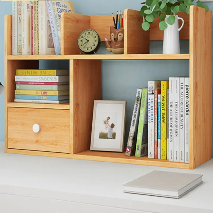 Современный небольшой деревянный офисный книжный стеллаж для хранения на столе