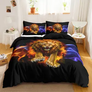 3D虎狮豹纹羽绒被套时尚床上用品套装动物印花设计