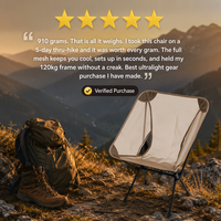 Chaise pliante en aluminium 7075 ultra-légère de 910 g, durable et portable, idéale pour la randonnée, le camping, la pêche, les pique-niques, la plage