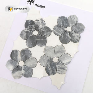 Thassos bianco misto grigio a forma di fiore <span class=keywords><strong>design</strong></span> cucina posteriore <span class=keywords><strong>splash</strong></span> e bagno parete mosaico di marmo - Product Image 2