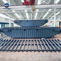 Excavatrice amphibie flottante sur pontons pour le nettoyage des rivières et des étangs, machine de dragage pour zones humides