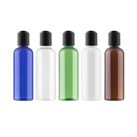 Bouteilles rondes Boston vides en PET de 30 ml (30/50/60/100/120 ml) avec bouchon à disque noir, impression sérigraphique pour emballage de shampoing, huile corporelle, cosmétiques