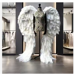 Ailes d'ange en plumes d'autruche |   Accessoires de photographie de mariage et de spectacle |   Tenue de cosplay et de soirée pour Halloween - Product Image 4