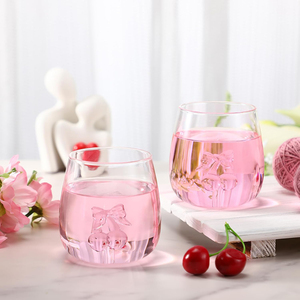 Copas de Vino sin Tallo con Diseño de Lazo Rosa Cereza de San Valentín, Copas 3D Estéticas para Beber, Ideales para Fiestas de San Valentín y Galentine - Product Image 1