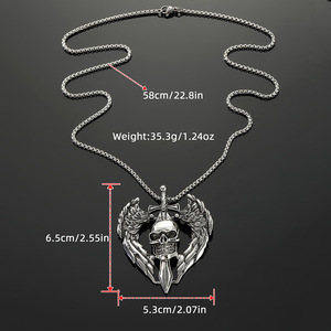 Collar con Colgante de Corazón y Alas Estilo Retro Creativo Evil Force, Joyería de Aleación de Estilo Europeo y Americano - Product Image 2