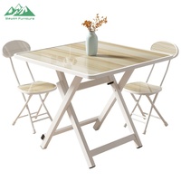 Mesa Plegable Multiusos Wayon, Escritorio Cuadrado para Comedor y Estudio que Ahorra Espacio con Superficie con Diseño de Mármol.