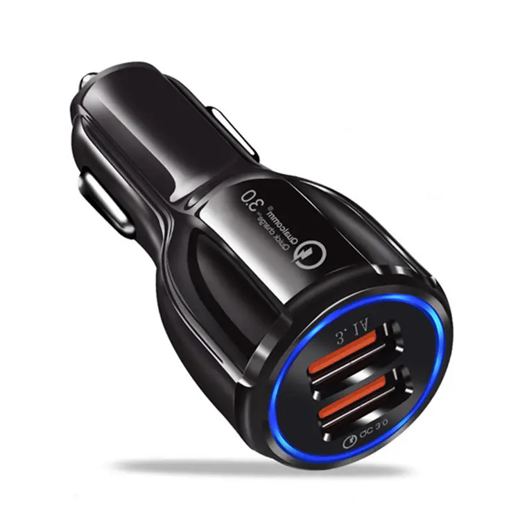 WYB Car Mobile Phone Charger Adapter 12v-24v 3A Cigarette QC 3.0 In-Car Dual USB Car Charger