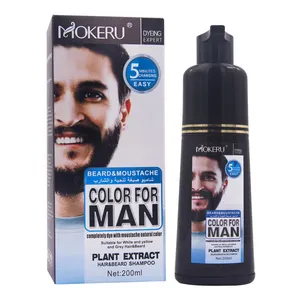 OEM Custom ize Mokeru 200ml Natürliches Permanent Black Hair Dye Shampoo für Männer Haar-und Bart färbemittel