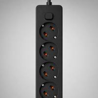 Multiprise de recharge rapide USB-C PD 4 voies Schuko en cuivre et laiton noir avec logo personnalisé, 10A IP44 ABS, vente en gros