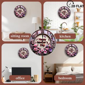 Round Wooden Wall <b>Clock</b> 25x25Cm Silent Non Ticking Home Indoor Decor - Product Image 3