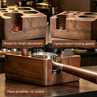 Station de tassage à expresso tout-en-un en noyer, support en bois massif pour tamper à café, ensemble d'accessoires pour barista