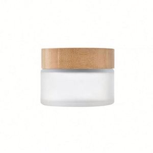 Envase de Vidrio Esmerilado Vacío para Crema Cosmética de 5g 10g 15g 20g 30g 50g 100g con Tapa de Bambú y Logotipo Personalizado Serigrafiado - Product Image 5