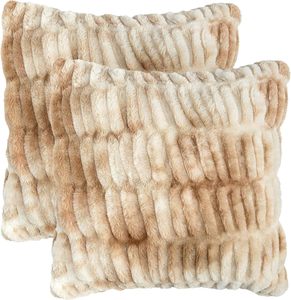 Double-Sided Faux Fur Plush Decorative <strong>Throw</strong> Pillow Covers Ruched Soft Minky Couture <strong>Cushion</strong> for Sofa <strong>Couch</strong> Bedroom Home Use - Product Image 1