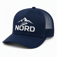 Casquette Trucker 3D en relief bleu marine pour hommes, idéale pour la randonnée en montagne, avec logo personnalisé, vente en gros