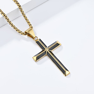 <b>Cross</b> Stainless Steel Pendant Necklace Men's Hip Hop Fashion Jewelry Gift - Product Image 4