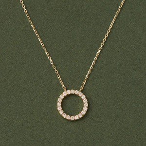 Collier pendentif cercle diamant or blanc, taille brillant ronde, design géométrique, pour femme, usage quotidien - Product Image 2