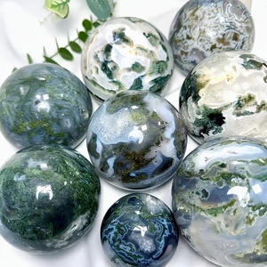 Wholesale Natural Moss Agate Crystal Ball, Bohemian Style Decorative Sphere, Home Office Desk Decor, <b>Ornament</b> for Birthday Gift - Product Image 3