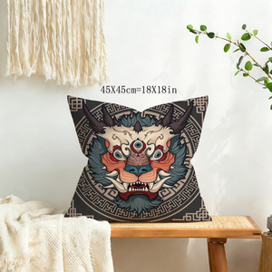 Fodera per <span class=keywords><strong>cuscino</strong></span> da divano con stampa fronte-retro a tema <span class=keywords><strong>Unicorno</strong></span> Giapponese, <span class=keywords><strong>federa</strong></span> decorativa quadrata per cuscini da camera - Product Image 4