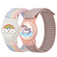 Bracelet de suivi AirTag en silicone étanche avec étui de protection et support réglable en nylon pour étiquette de localisation anti-perte, motif dessin animé