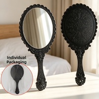 Miroir de poche vintage en paille de blé naturelle, motif crème de style européen, miroir de maquillage haute définition