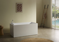 Baignoire autoportante rectangulaire en acrylique blanc brillant de qualité supérieure, vente en gros par l'usine Monalisa, pour hôtel, maison, salle de bain