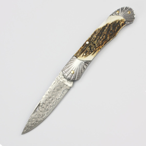 Nuevo cuchillo plegable con mango de ciervo de Damasco, cuchillo para exteriores, cuchillo portátil Tunafire, novedad de 2017 - Product Image 1