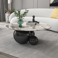 Table basse pratique en acier inoxydable avec plateau en marbre pour la maison