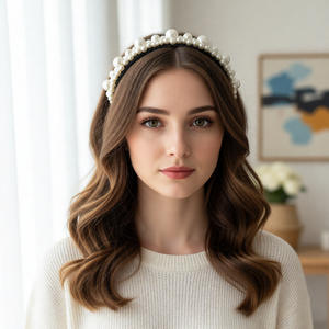 Serre-tête large vintage baroque en perles de 15 cm pour femme, accessoires de mariage et de fête, vente en gros - Product Image 1