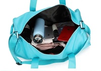 Sac de sport personnalisé en polyester imperméable de couleur bleue pour femmes, sac de sport, gym, entraînement, danse, voyage, avec logo