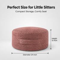 Grand sac de rangement pour peluches, organisateur de jouets en forme de pouf rond, coffre à jouets pour la décoration de la chambre d'enfant