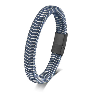 Pulsera <span class=keywords><strong>de</strong></span> Cuero Personalizada con Joyería <span class=keywords><strong>de</strong></span> Moda, Pulsera <span class=keywords><strong>de</strong></span> Cuero Italiana con Acero Inoxidable para Hombre, Regalo - Product Image 4