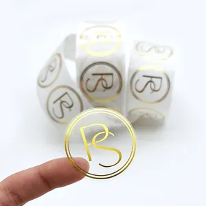 Etiqueta adhesiva redonda de tarro cosmético de lámina de oro transparente impermeable con logotipo transparente con impresión autoadhesiva personalizada
