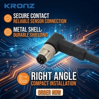 KRONZ M8 Connecteur circulaire 4 broches A-Code mâle 90 degrés à angle droit IP67 étanche câble de capteur pré-moulé 2 mètres en PVC