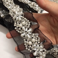 Accessoires pour vêtements Coudre sur Rhinestone Mesh Perlé Dentelle Passementerie LT2370B