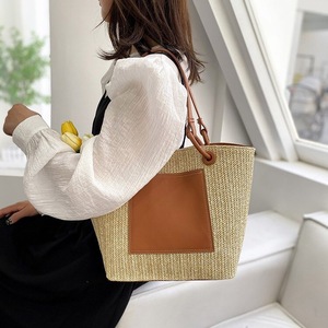 Sac fourre-tout en <span class=keywords><strong>paille</strong></span> de raphia personnalisé été mer plage garniture bon marché Ins sac à main tressé rétro tissé vacances vent <span class=keywords><strong>paille</strong></span> - Product Image 2